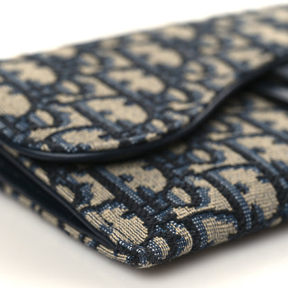 Christian Dior Oblique Saddle Chain Long Wallet Blue 8 of 9