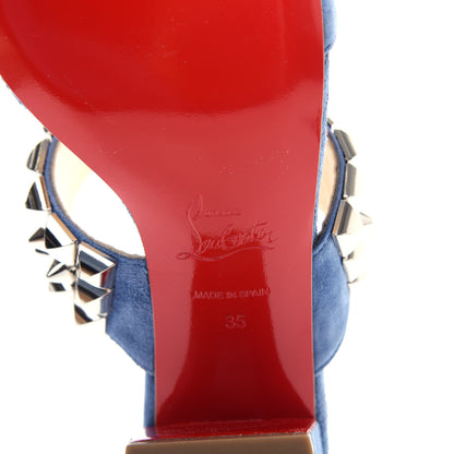 Christian Louboutin Suede Studded Tina Goes Mad 55 Slide Sandals 35 Version Jeans 9 of 10