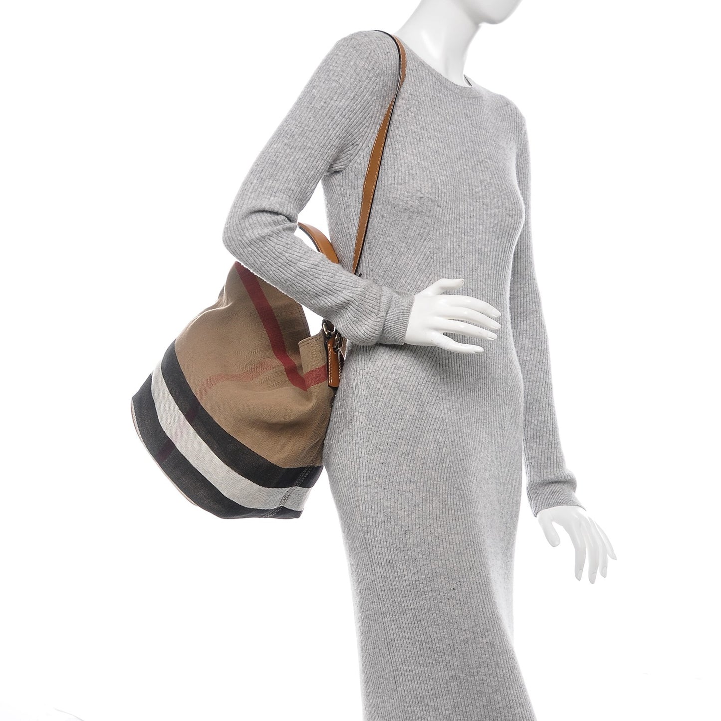 Canvas Mega Check Medium Susanna Hobo Saddle Brown