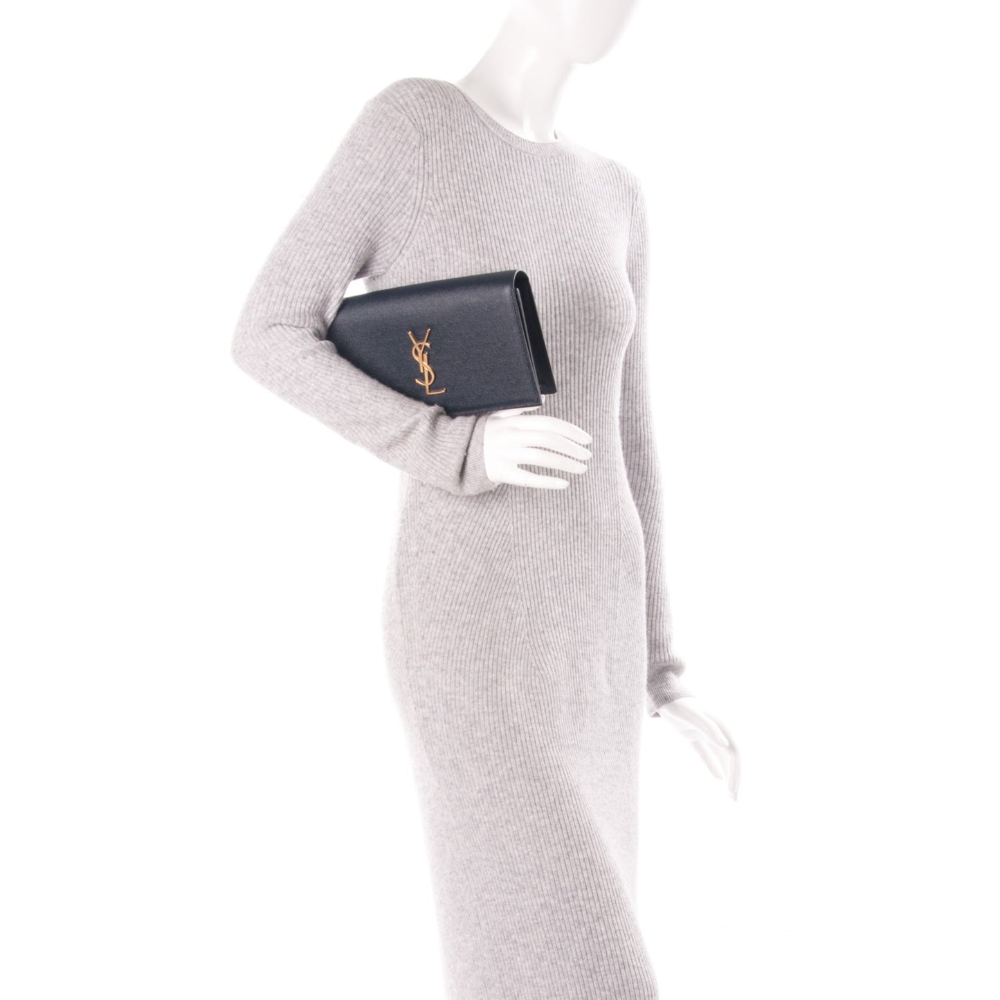Grain De Poudre Classic Monogram Clutch Navy