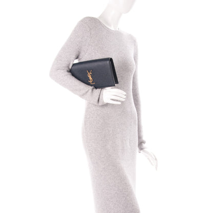 Saint Laurent Grain De Poudre Classic Monogram Clutch Navy 2 of 7