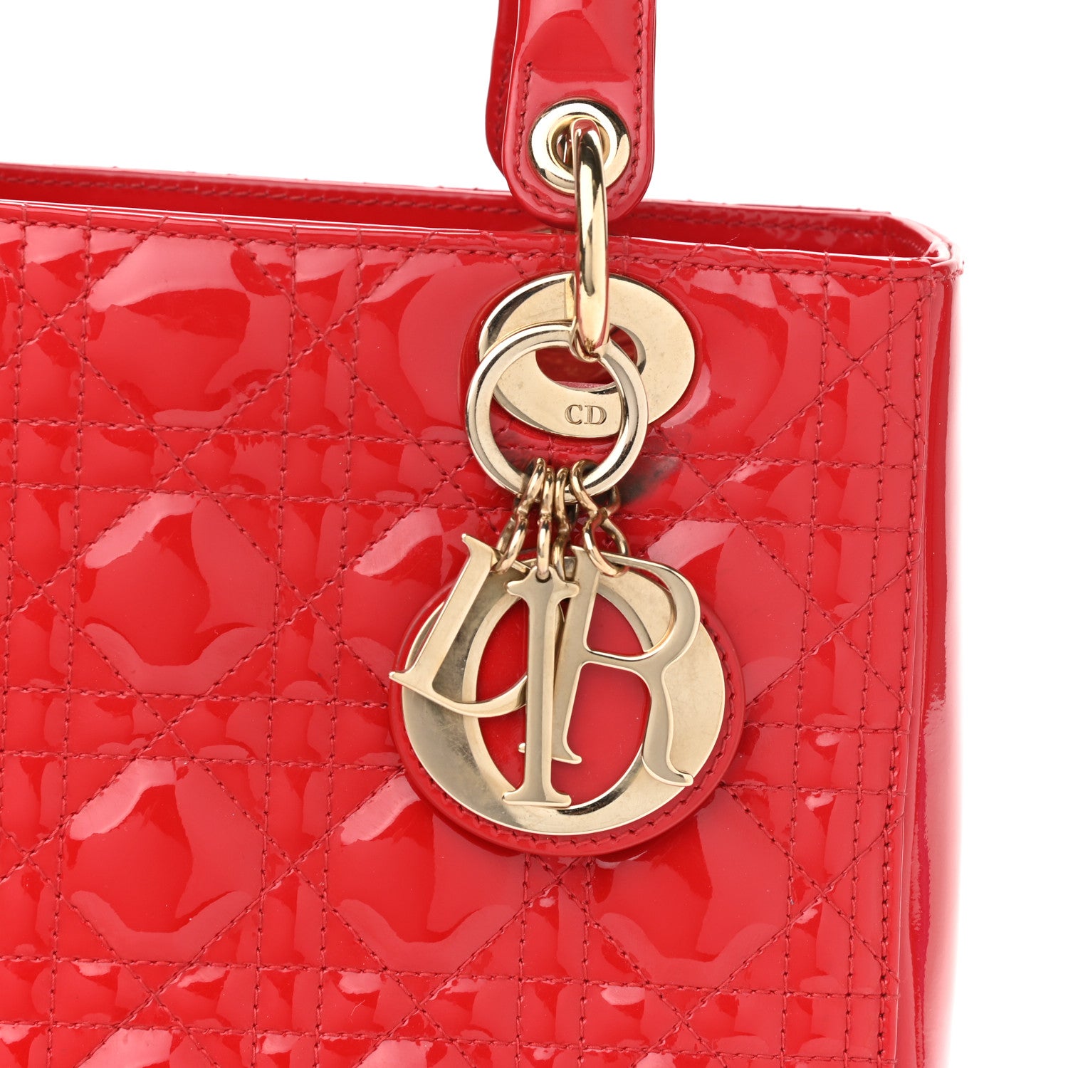 Christian Dior Patent Cannage Medium Lady Dior Red 8 of 17