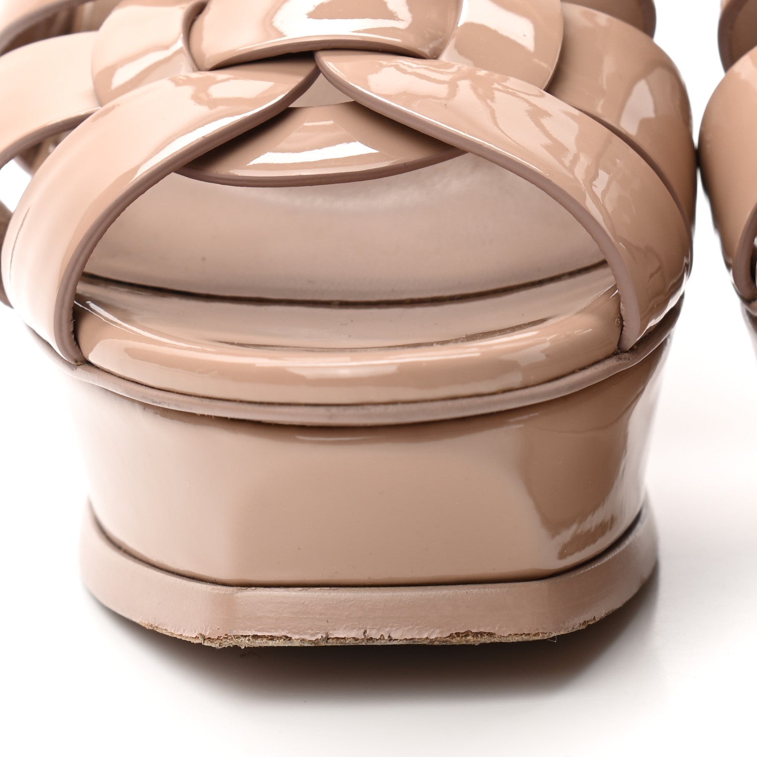 Saint Laurent Patent Tribute 105 Platform Sandals 37 Nude Powder 22 of 25