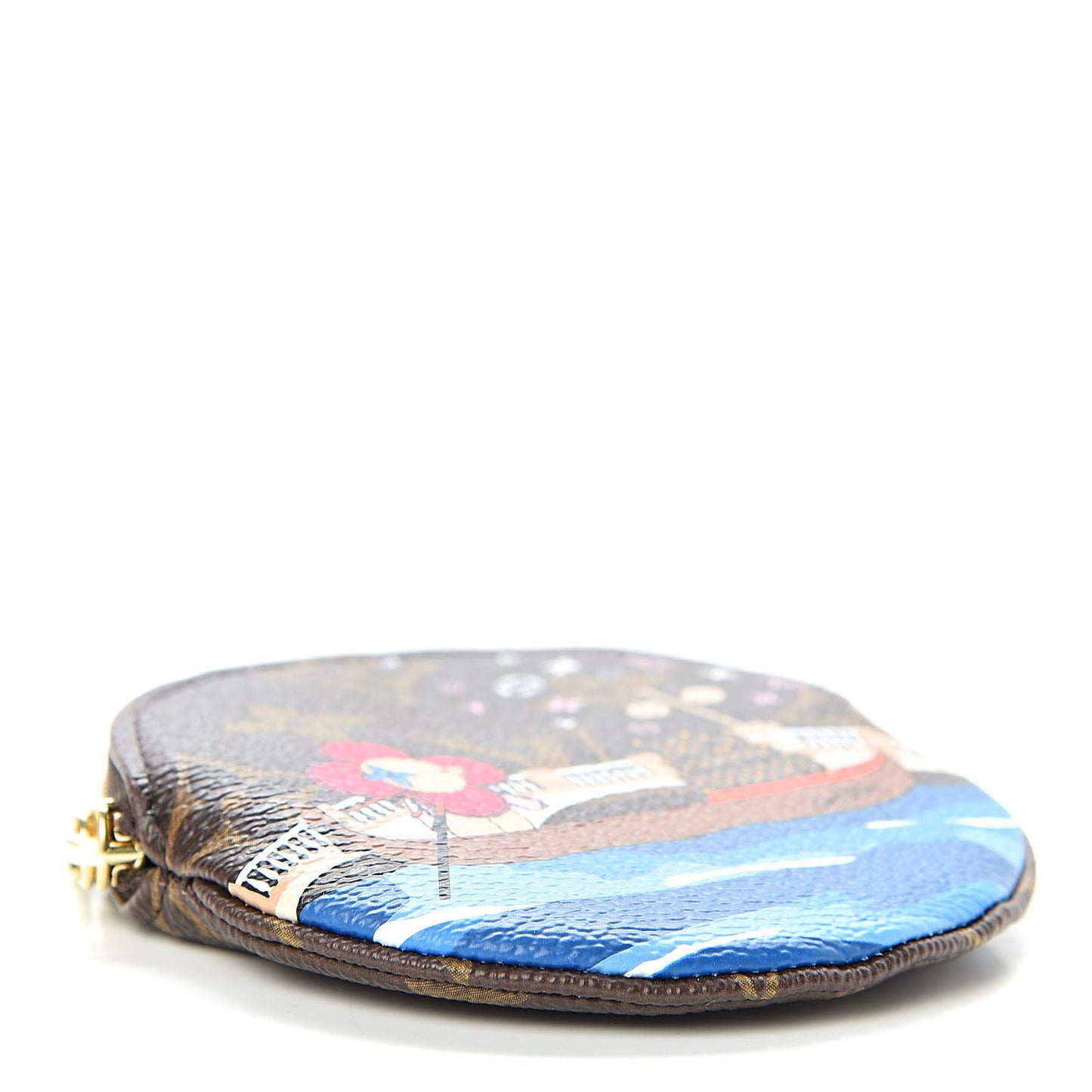 Monogram 2019 Christmas Animation Round Coin Purse Blue