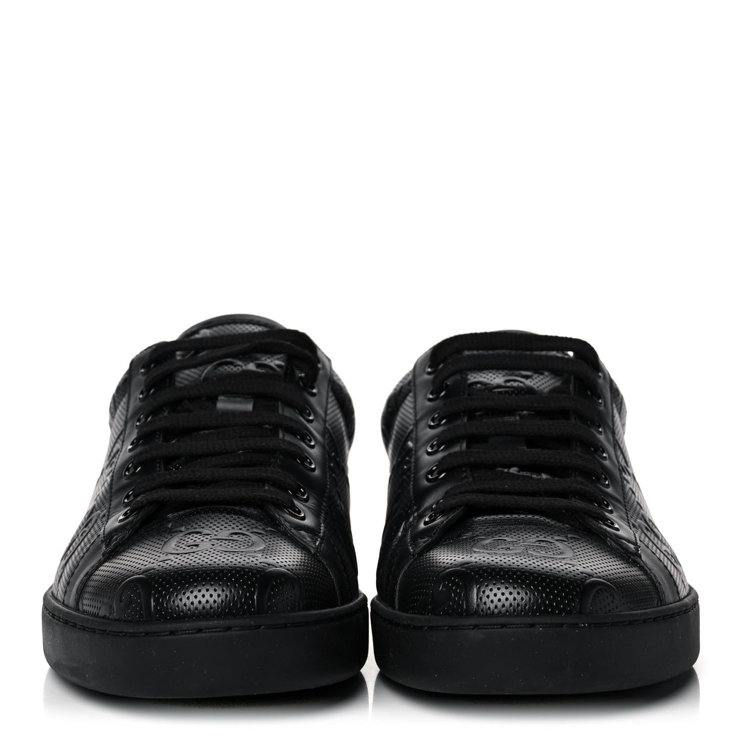 Calfskin GG Tennis Embossed Mens Ace Sneakers 9.5 Black