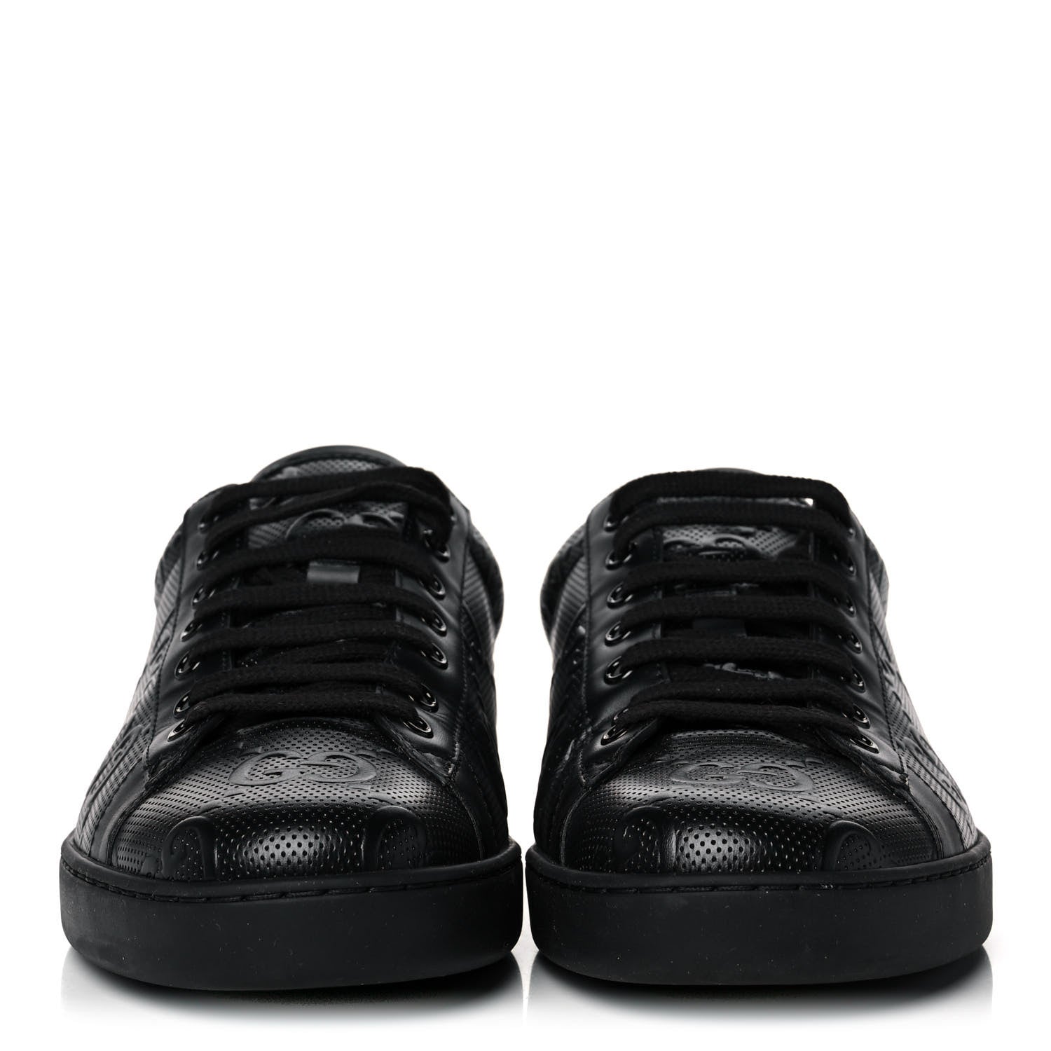 Gucci Calfskin GG Tennis Embossed Mens Ace Sneakers 9.5 Black 2 of 12