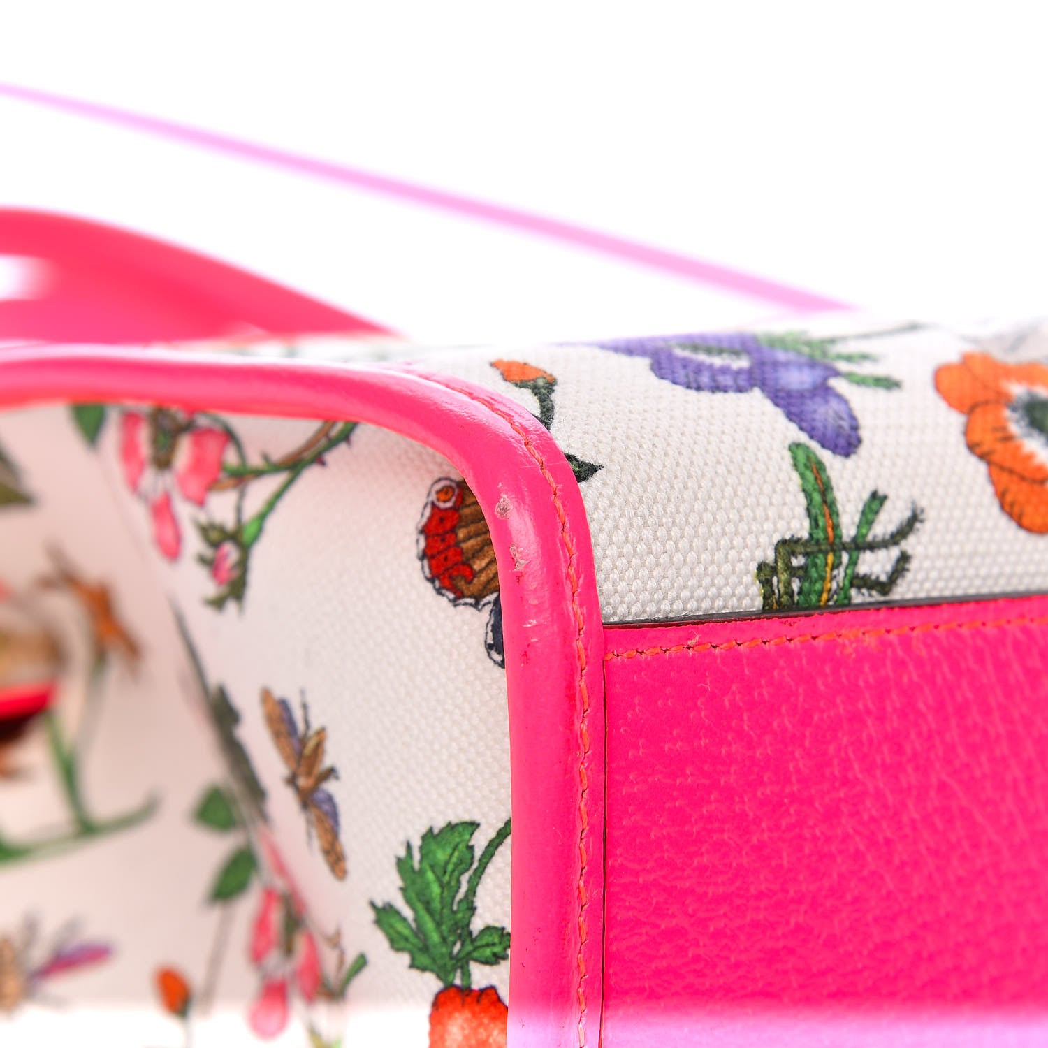 Gucci Canvas Medium Flora Tote Fuchsia 6 of 14