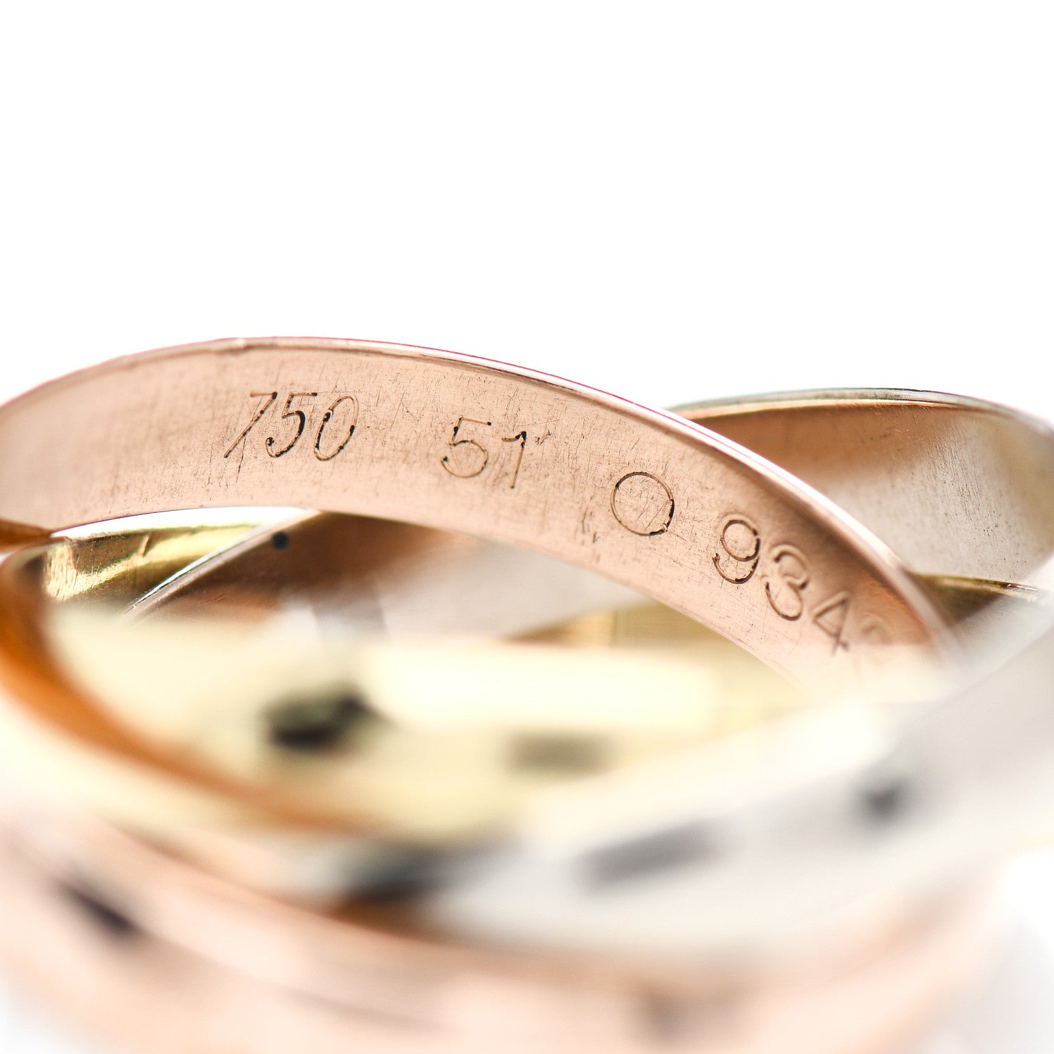 Cartier 18K Pink Yellow White Gold Classic Les Must De Cartier Trinity Ring 51 5.75 4 of 4