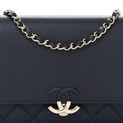 Chanel Grained Calfskin Quilted CC Box Wallet On Chain WOC Navy 9 of 12