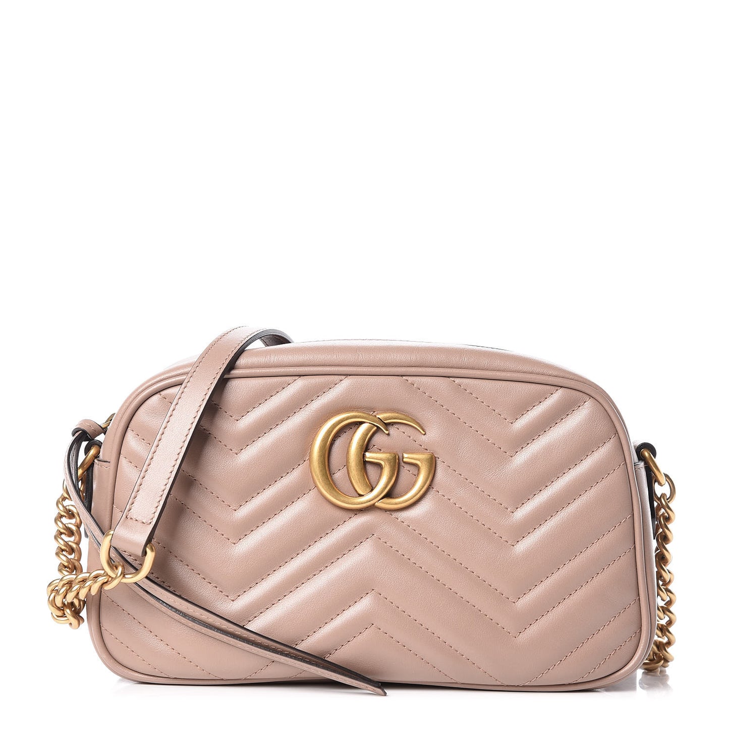 Calfskin Matelasse Small GG Marmont Chain Shoulder Bag Porcelain Rose