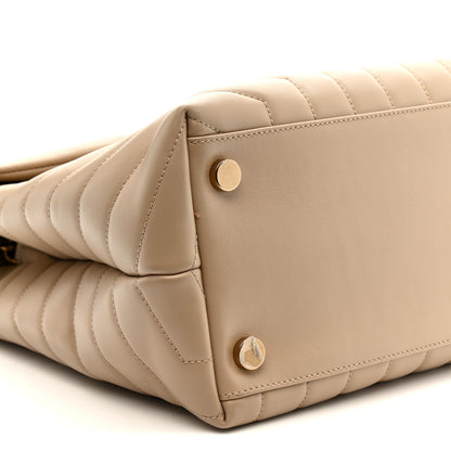 Saint Laurent Calfskin Matelasse Large Loulou Monogram Chain Satchel Dark Beige 20 of 23