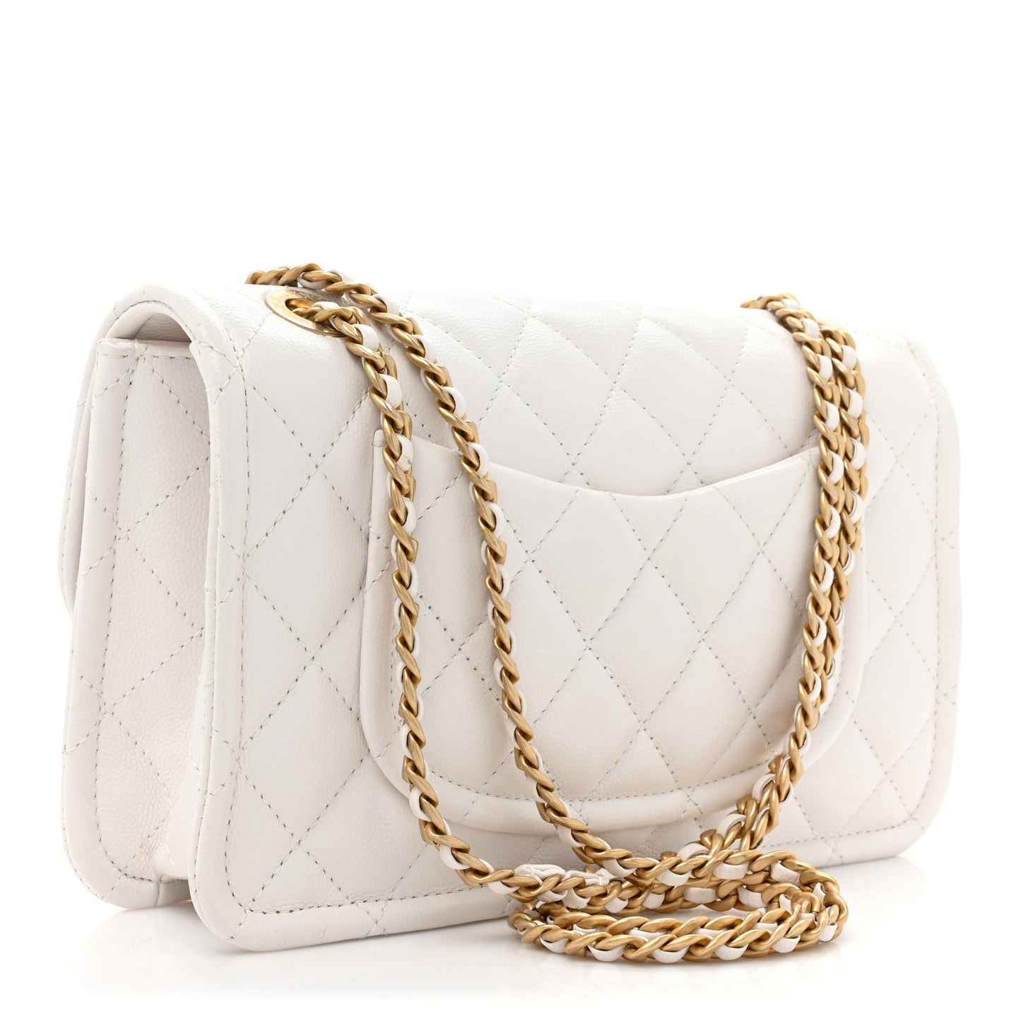 Caviar Quilted Medium Sweet Classic Flap White