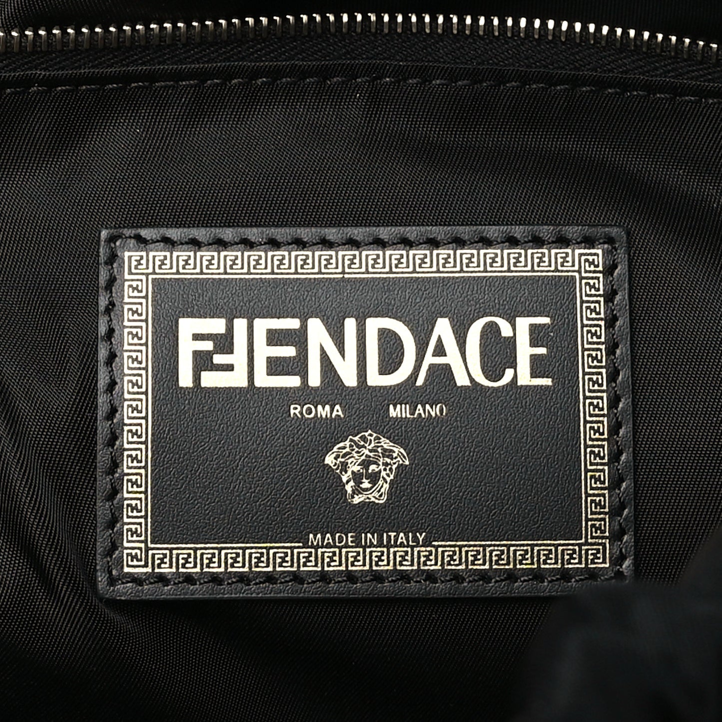 X VERSACE Silk Vitello Fendace FF Baroque Backpack Tobacco Black Gold