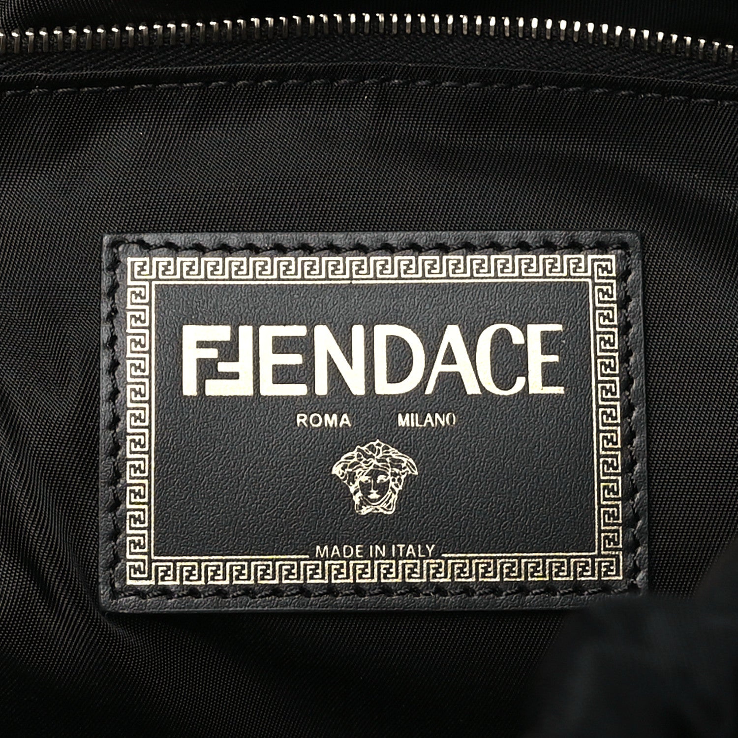 Fendi X VERSACE Silk Vitello Fendace FF Baroque Backpack Tobacco Black Gold 6 of 8