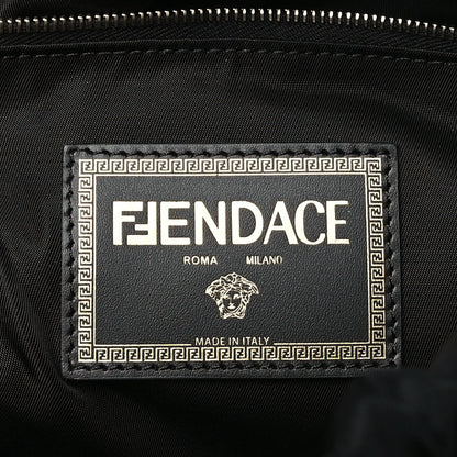 Fendi X VERSACE Silk Vitello Fendace FF Baroque Backpack Tobacco Black Gold 6 of 8