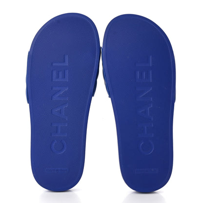 Chanel Lambskin Quilted CC Mules Sandals 36 Dark Blue 5 of 11