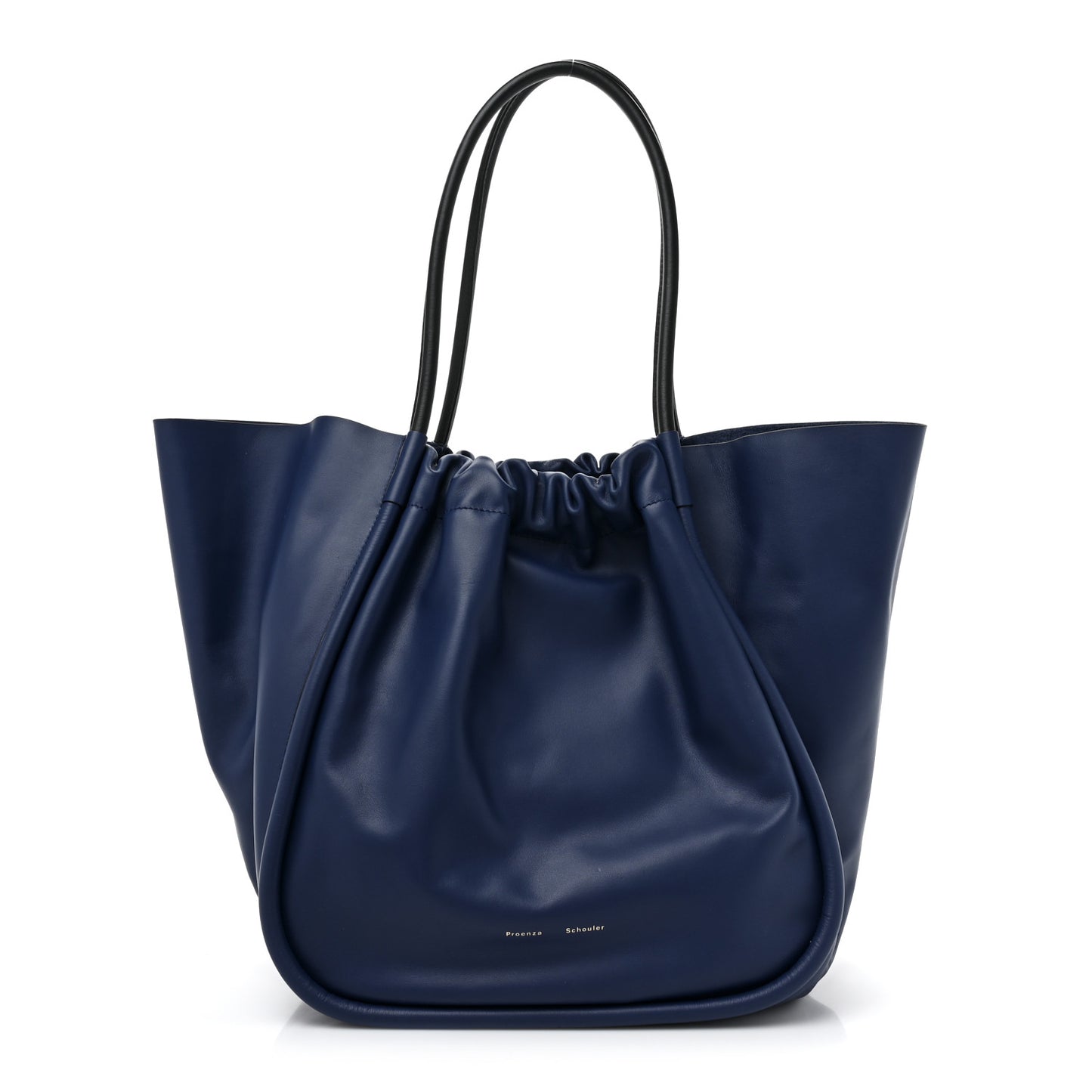 Calfskin XL Ruched Tote Dark Navy