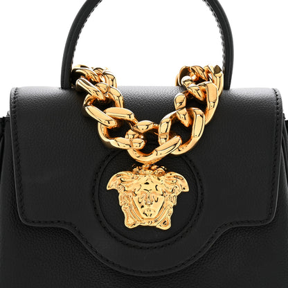 Versace Grained Calfskin Small La Medusa Top Handle Bag Black 7 of 13