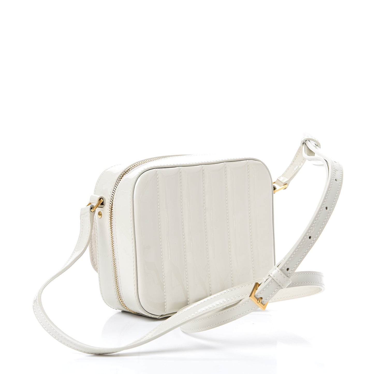 Patent Matelasse Monogram Toy Vicky Camera Bag Off White