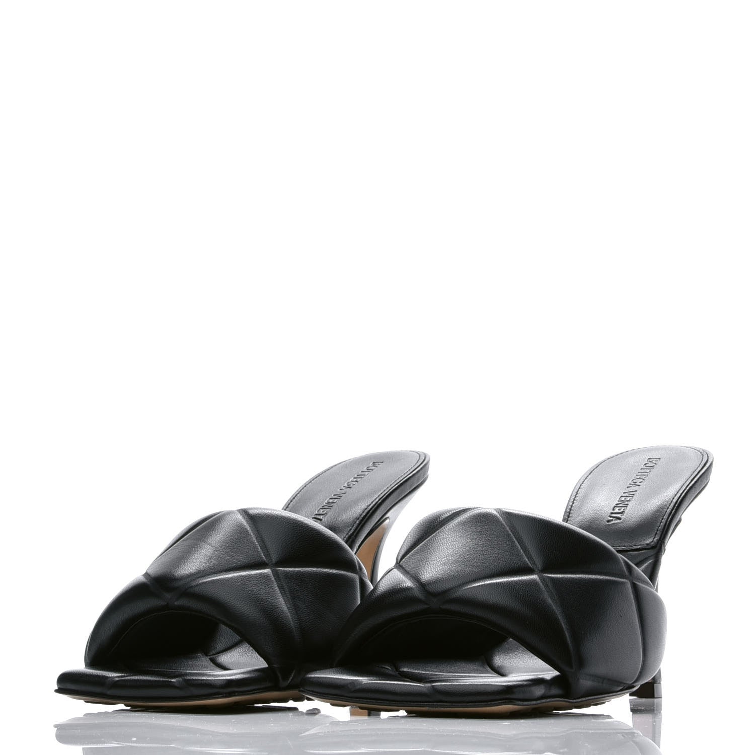 Bottega Veneta Nappa Quilted Rubber Lido Mule Sandals 38 Black 2 of 9