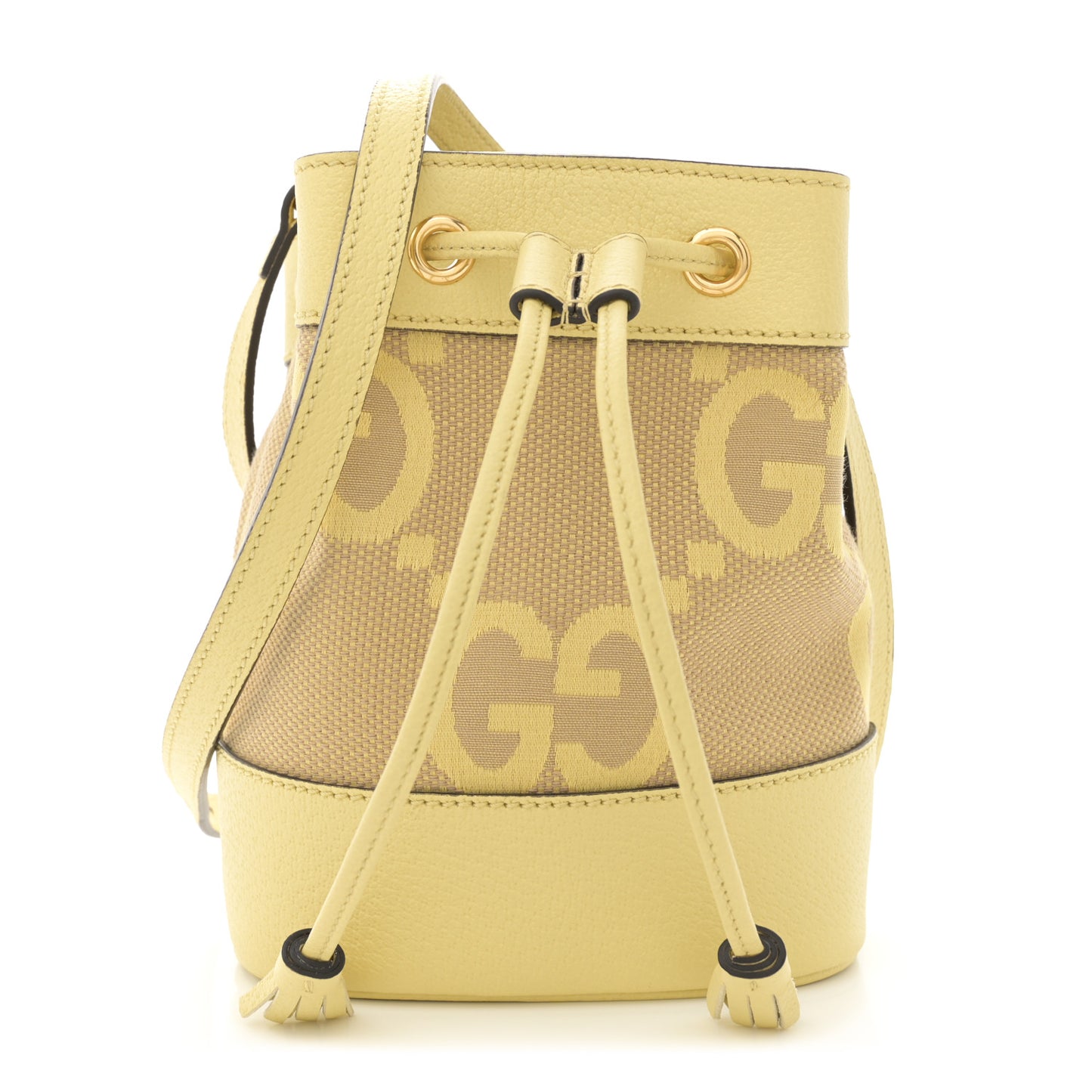 Monogram Jumbo GG Textured Dollar Calfskin Mini Ophidia Bucket Bag Beige Banana