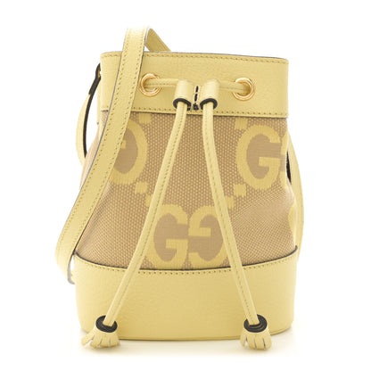 Gucci Monogram Jumbo GG Textured Dollar Calfskin Mini Ophidia Bucket Bag Beige Banana 1 of 10
