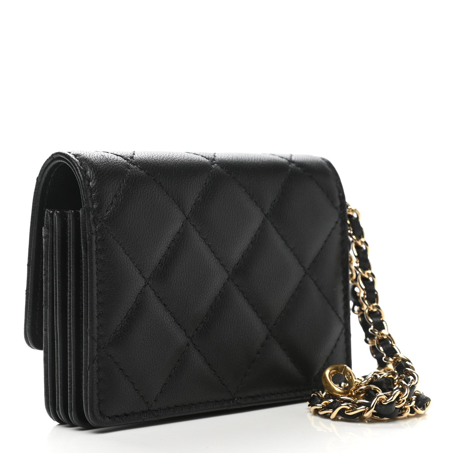 Chanel Lambskin Quilted Flap Card Holder With Cuff Black 4 of 12