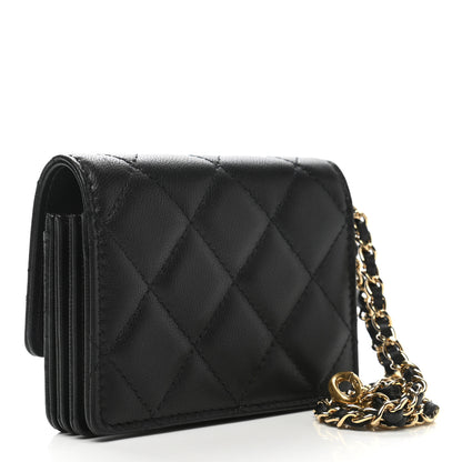 Chanel Lambskin Quilted Flap Card Holder With Cuff Black 4 of 12