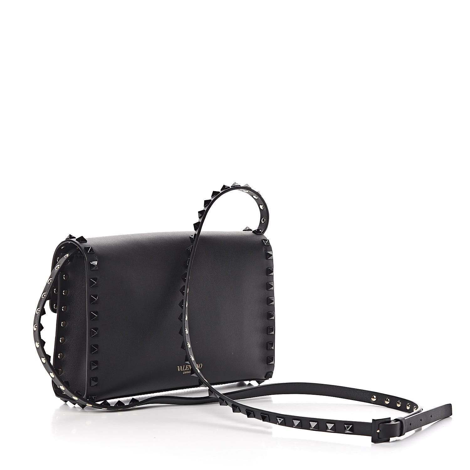 Valentino Garavani Vitello Monochrome Medium Rockstud Flip Lock Crossbody Bag Black 3 of 9