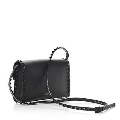 Valentino Garavani Vitello Monochrome Medium Rockstud Flip Lock Crossbody Bag Black 3 of 9