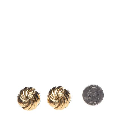 Chanel CC Button Clip On Earrings Gold 2 of 5