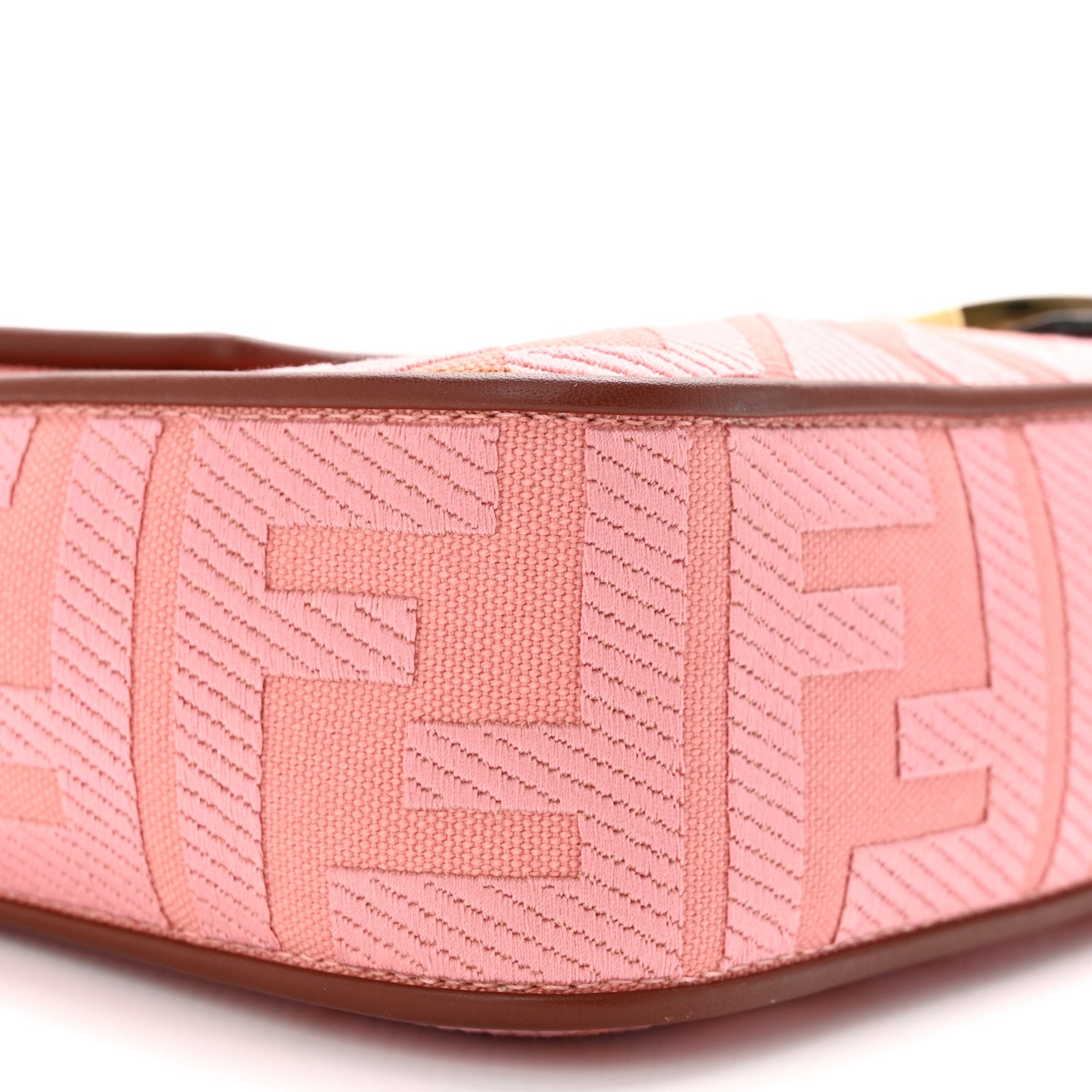 Canvas Vitello King FF Embroidered Baguette Rosa