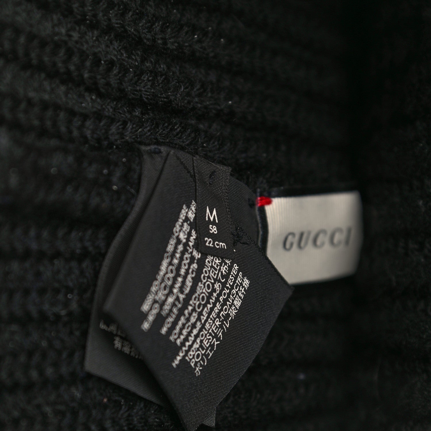 Gucci Wool Wolf Embroidered Knit Beanie Hat M Black 6 of 6
