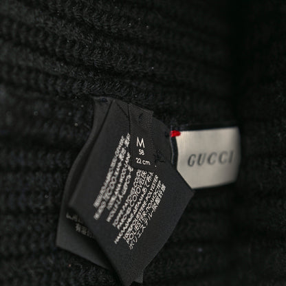 Gucci Wool Wolf Embroidered Knit Beanie Hat M Black 6 of 6