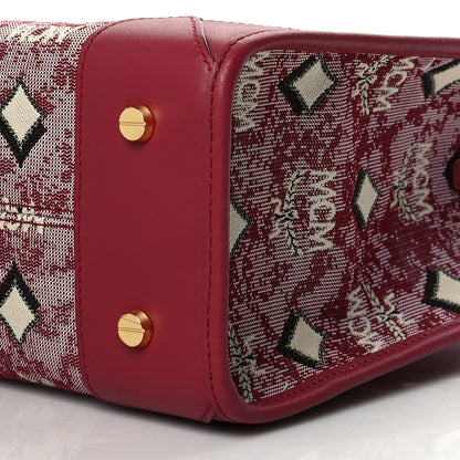 MCM Jacquard Monogram Small Tote Red 8 of 12