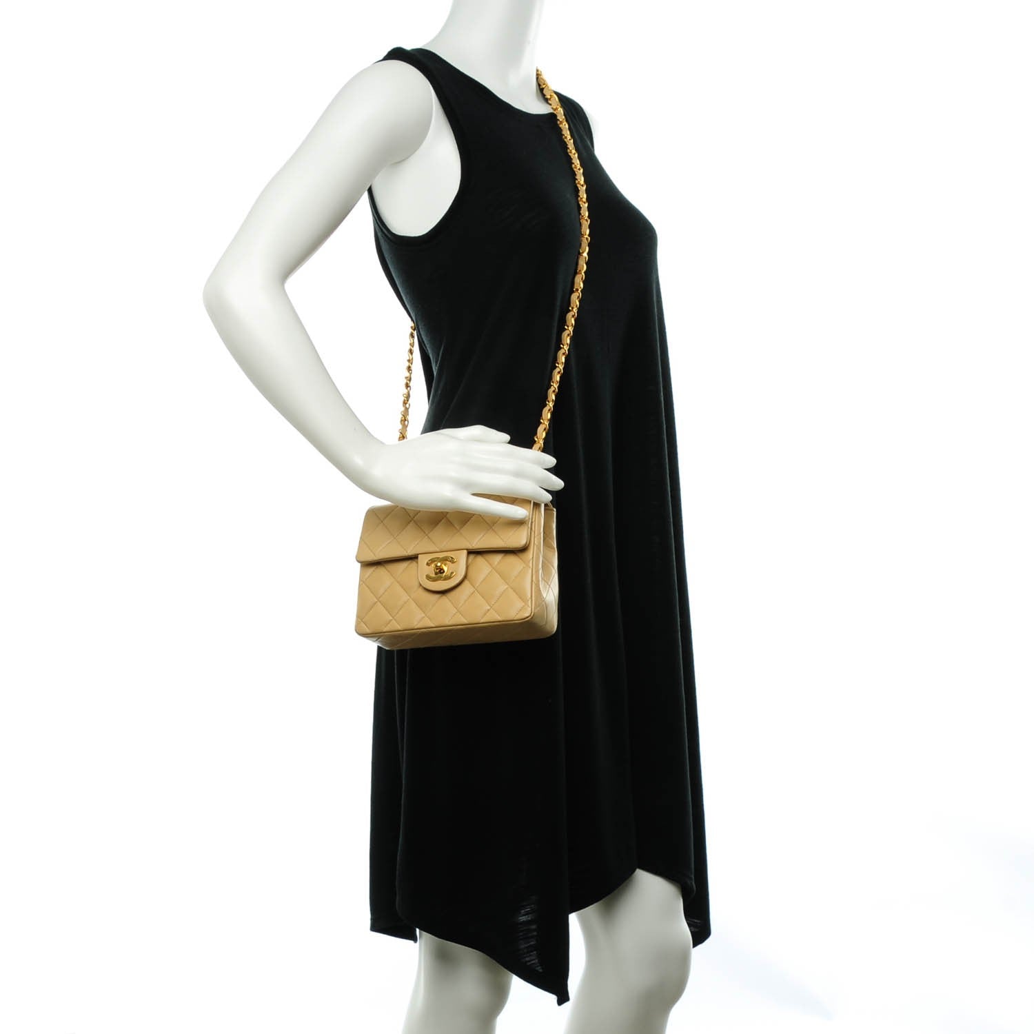 Chanel Lambskin Quilted Mini Square Flap Beige 2 of 9