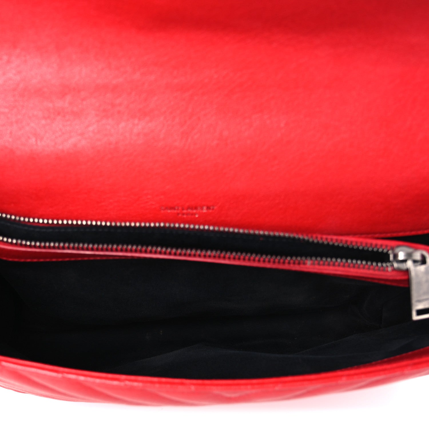 Saint Laurent Sheepskin Matelasse Chevron Large College Monogram Satchel Rouge 5 of 11