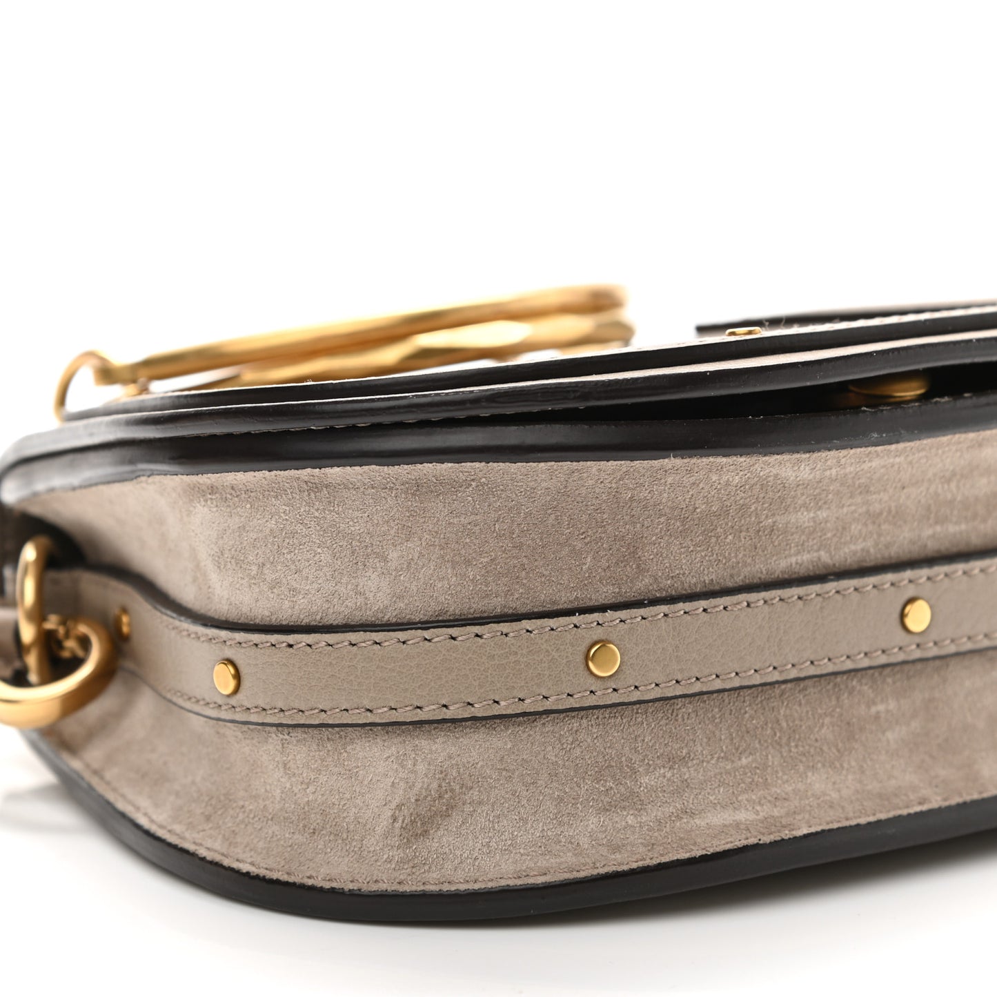Calfskin Suede Small Nile Bracelet Bag Motty Grey