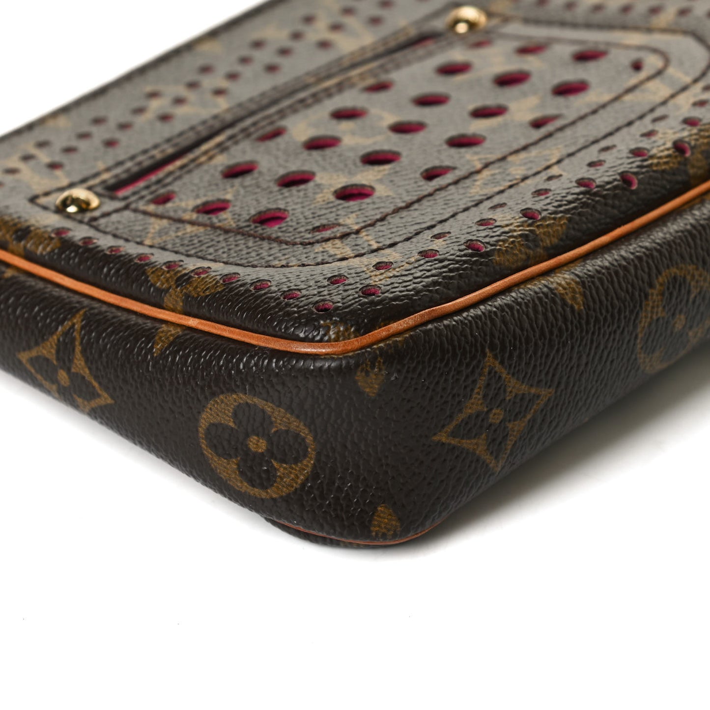 Monogram Perforated Pochette Accessories Bag Fuchsia