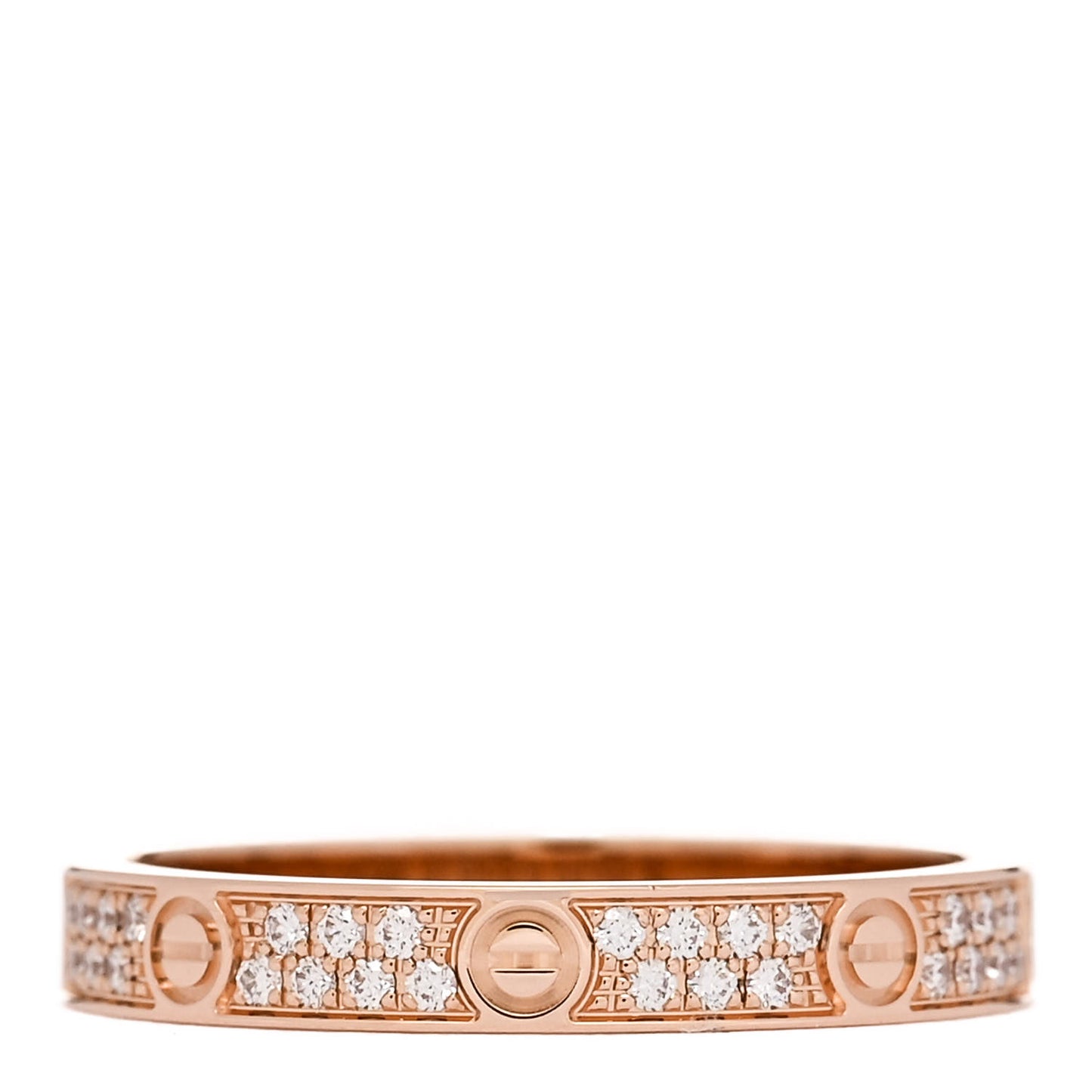 18K Pink Gold Diamond 2.6mm LOVE Paved Band Ring 47 4
