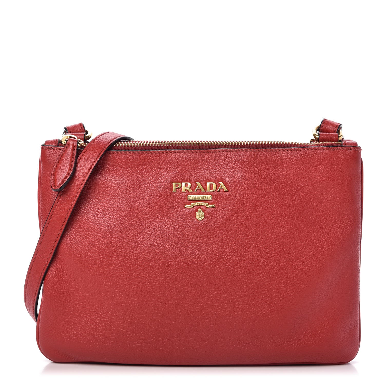 Prada Vitello Phenix Double Zip Crossbody Bag Scarlatto 1 of 13