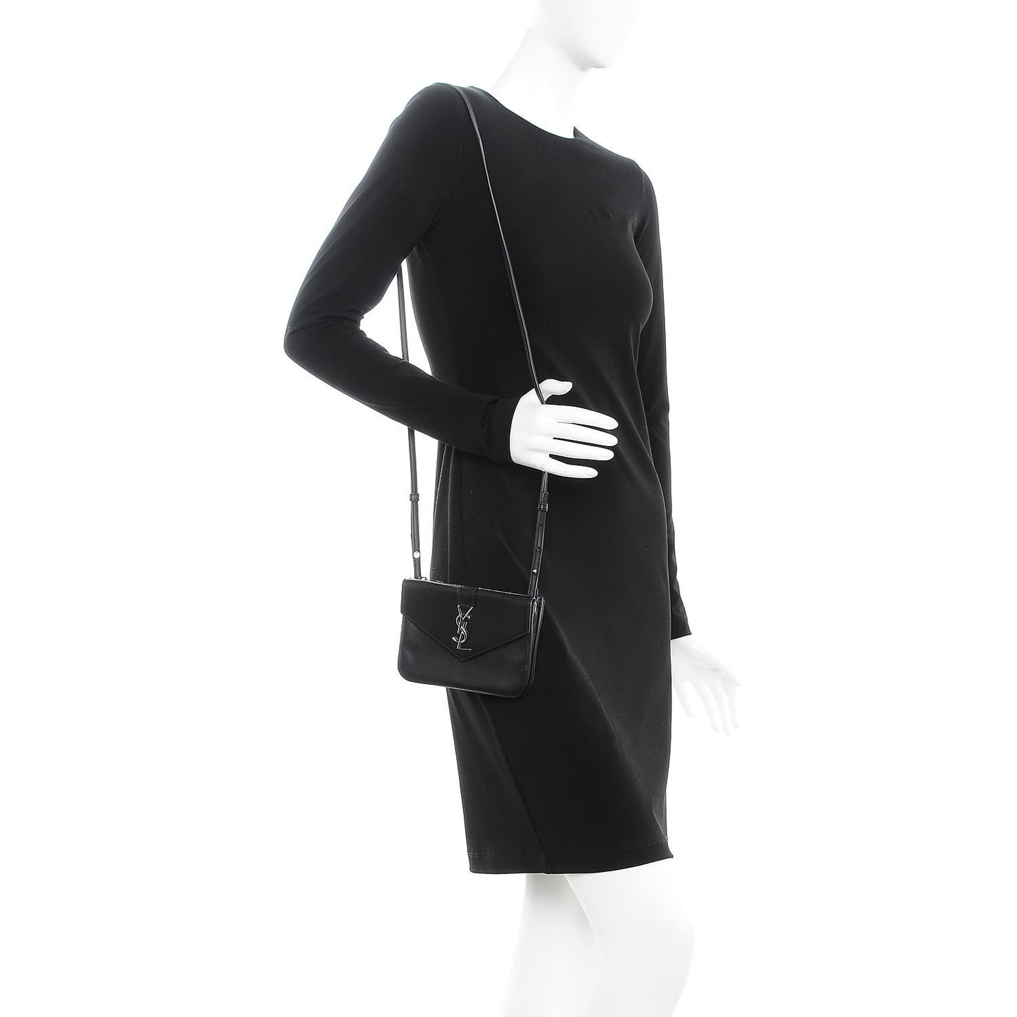 Calfskin Monogram Tri Pocket Crossbody Bag Black