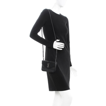 Saint Laurent Calfskin Monogram Tri Pocket Crossbody Bag Black 2 of 10