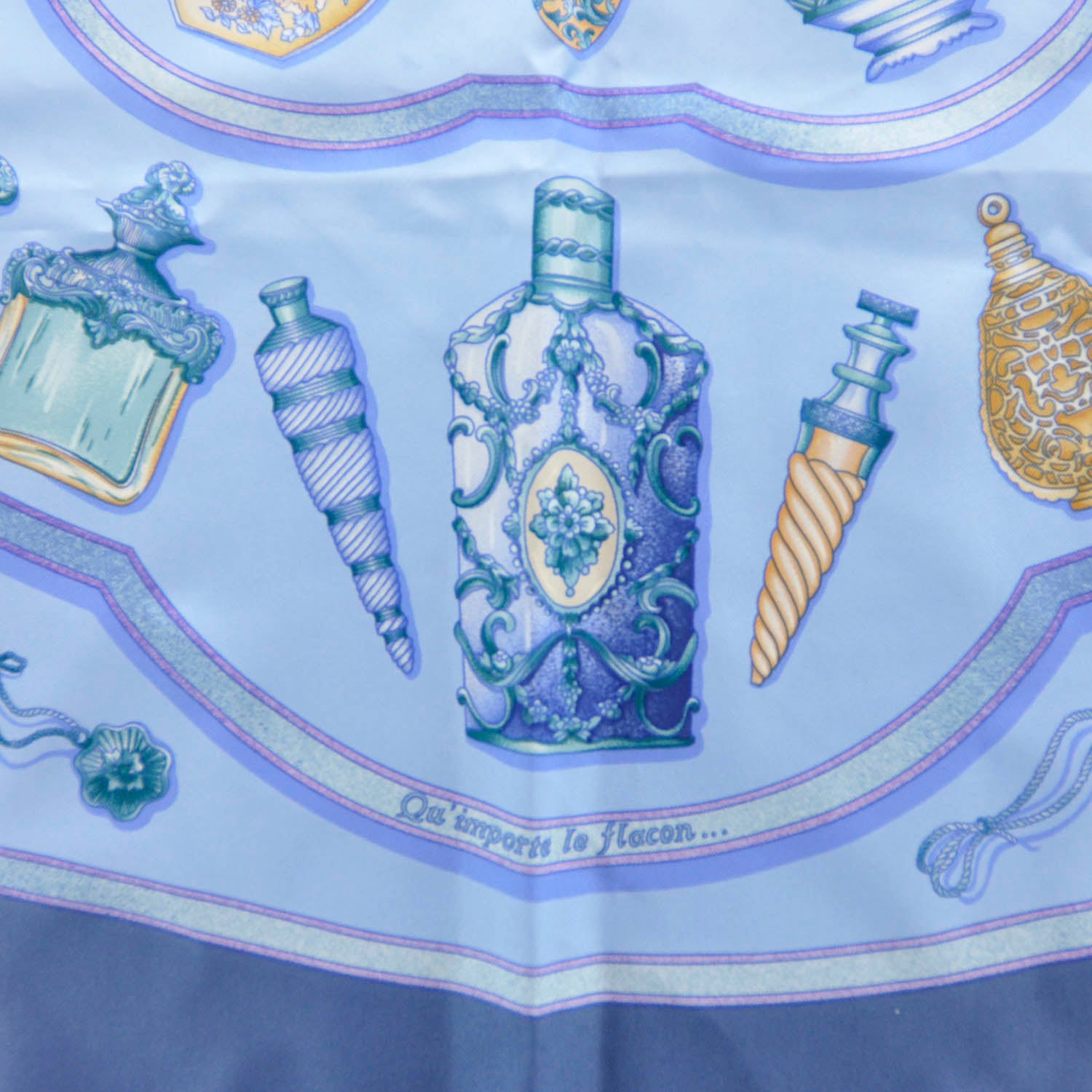 Hermes Silk Qu Importe Le Flacon Scarf 90 Bleu 2 of 7