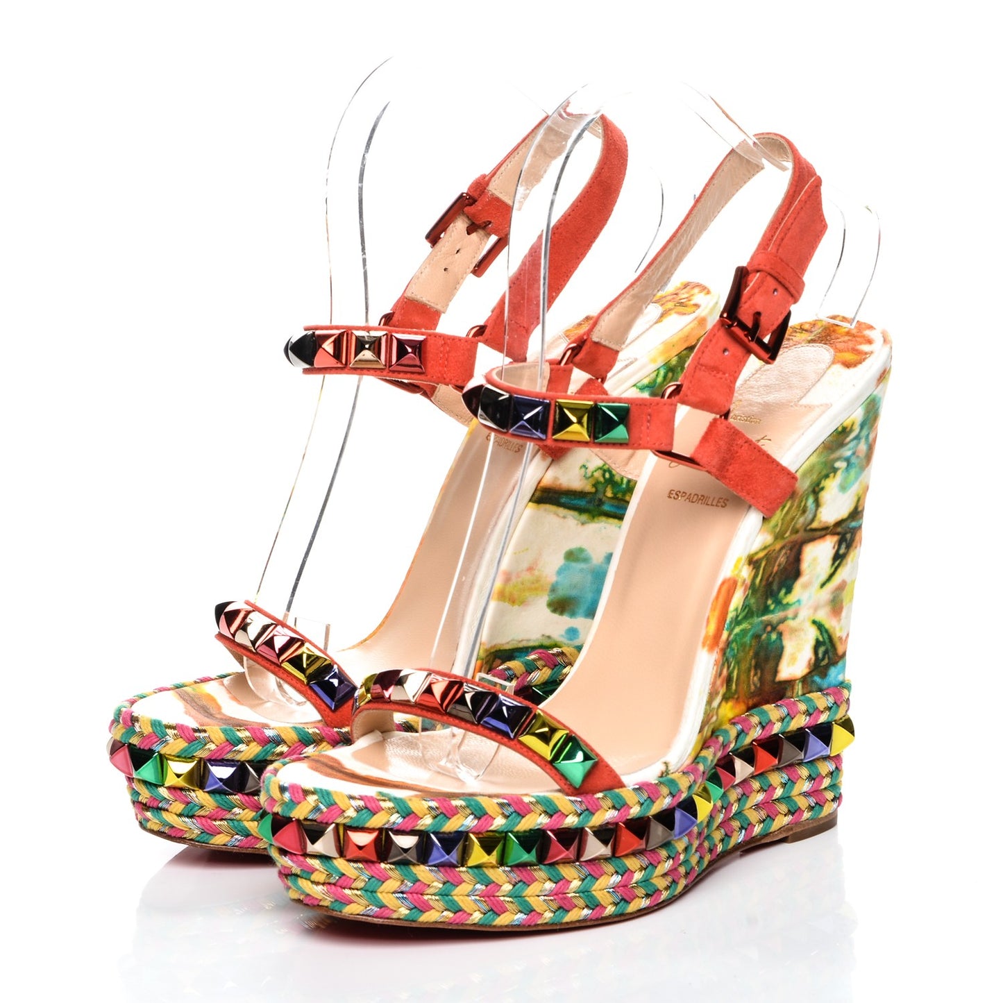 Lambskin Suede Cubana Cataclou 140 Wedge Sandals 39 Poppy
