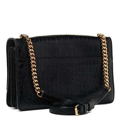 Saint Laurent Calfskin Crocodile Embossed Monogram Medium Sunset Black 2 of 4