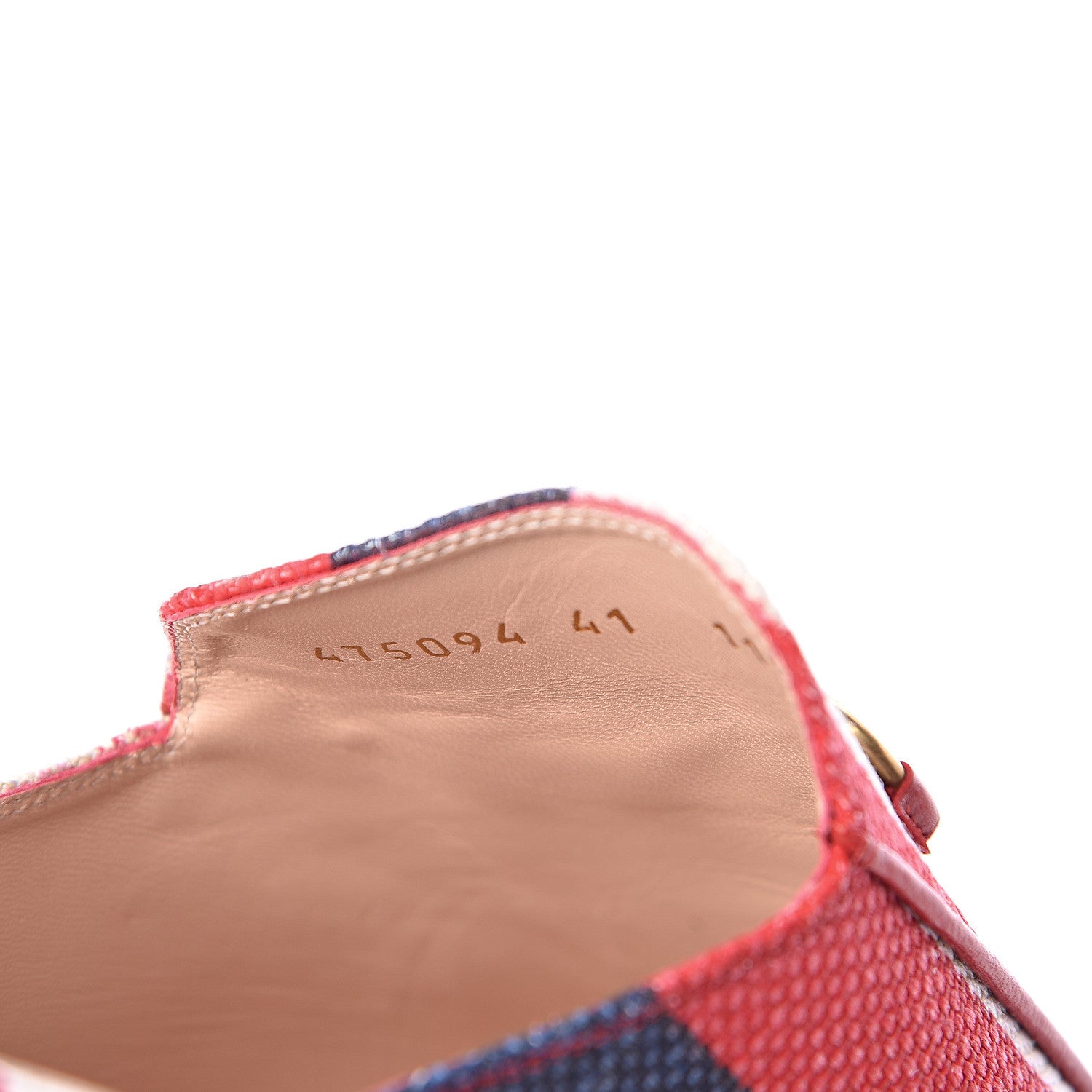 Gucci Canvas Sylvie Stripe Womens Princetown Slippers 41 Mystic White Hibiscus Red Maritime 6 of 10
