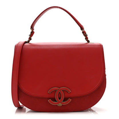Chanel Shiny Calfskin Goatskin Quilted Small Coco Curve Messenger Flap Red 1 of 10