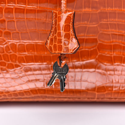 Hermes Shiny Porosus Crocodile Birkin 35 Orange 24 of 33