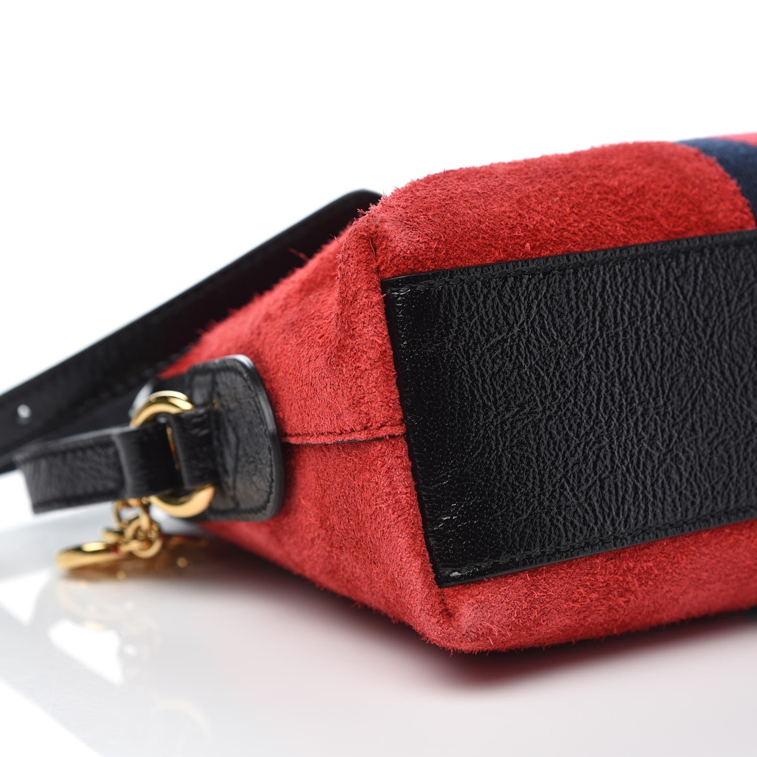 Gucci Suede Patent Web GG Small Ophidia Dome Shoulder Bag Hibiscus Red 8 of 9